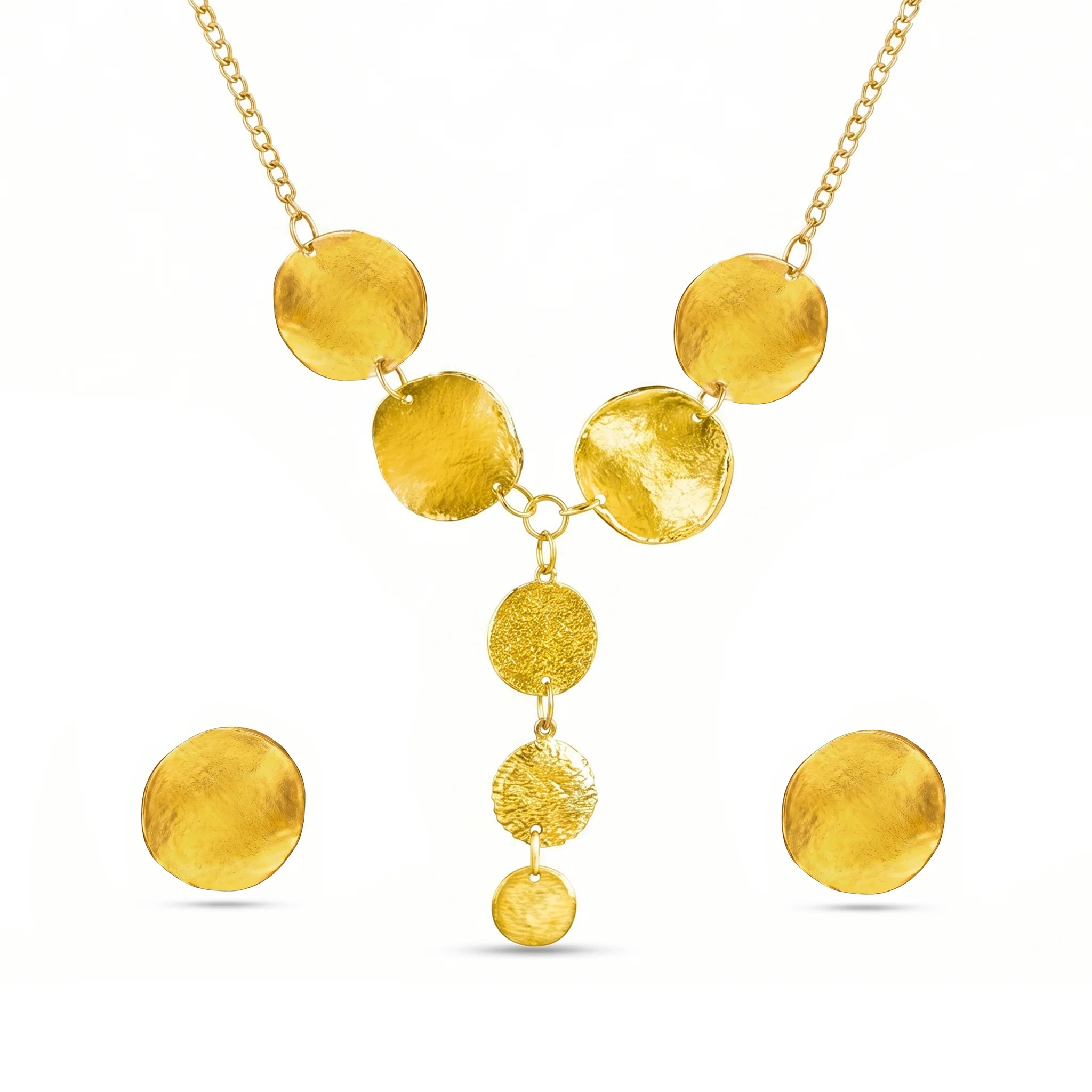 PRAO Necklace Anti-Tarnish Golden Set With Earrings - Image 3