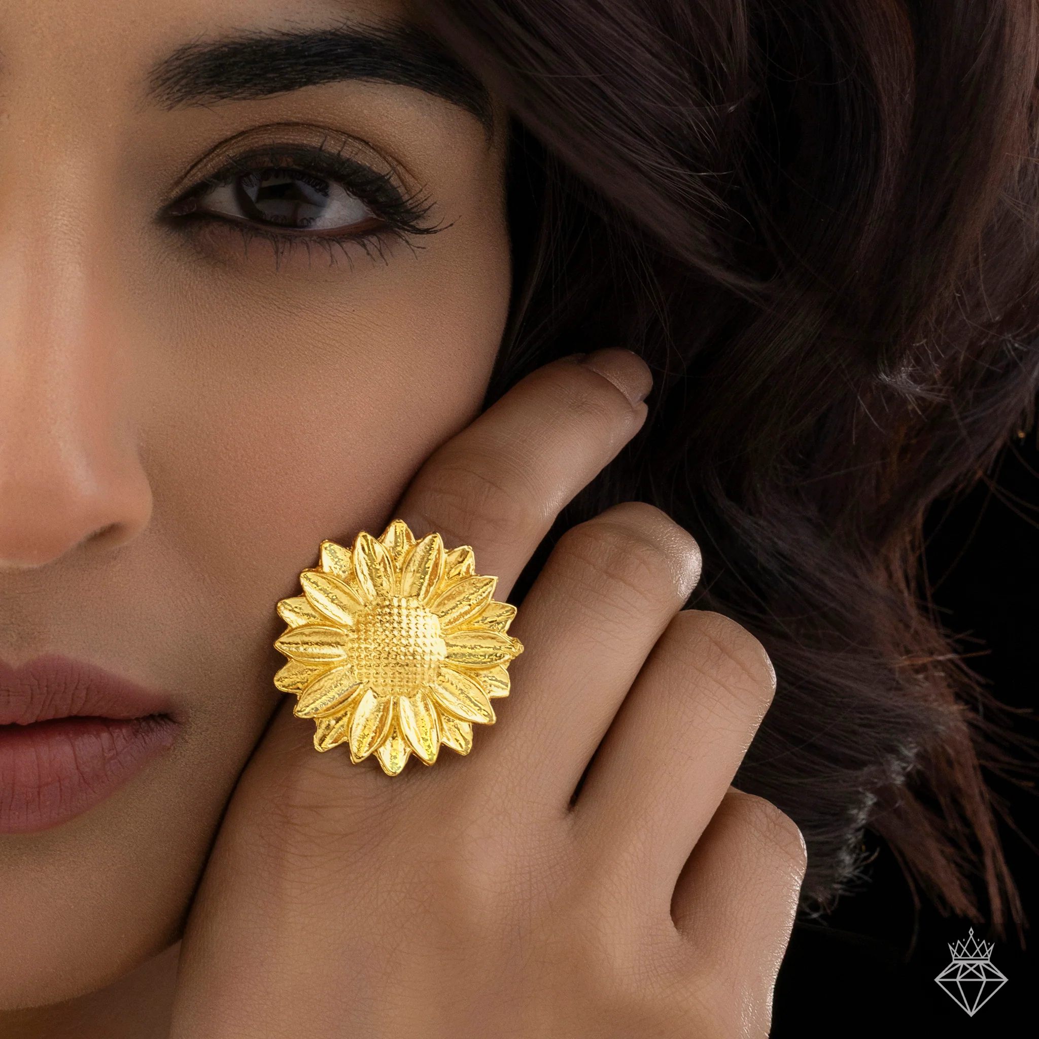 PRAO Ring Anti-Tarnish Golden Flower (Adjustable Size) - Image 3