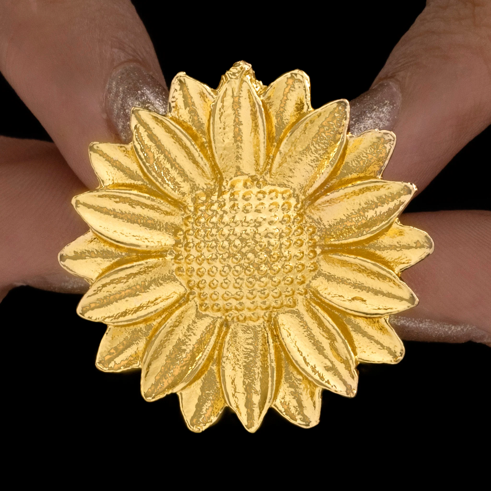 PRAO Ring Anti-Tarnish Golden Flower (Adjustable Size) - Image 5