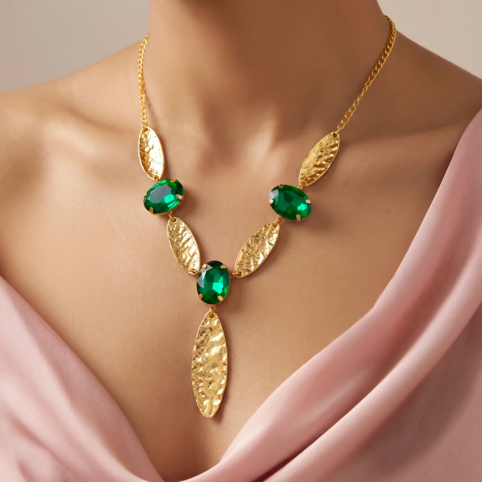 PRAO Necklace Anti-Tarnish Marquise Crystal Statement - Image 3