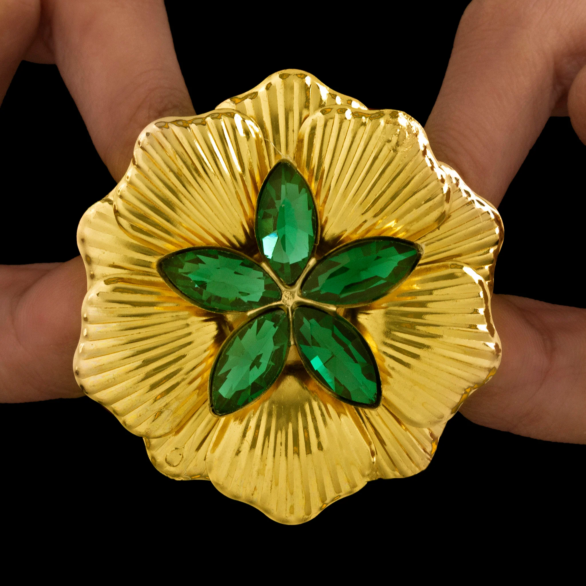 PRAO Ring Anti-Tarnish Emerald Flower (Adjustable Size) - Image 3