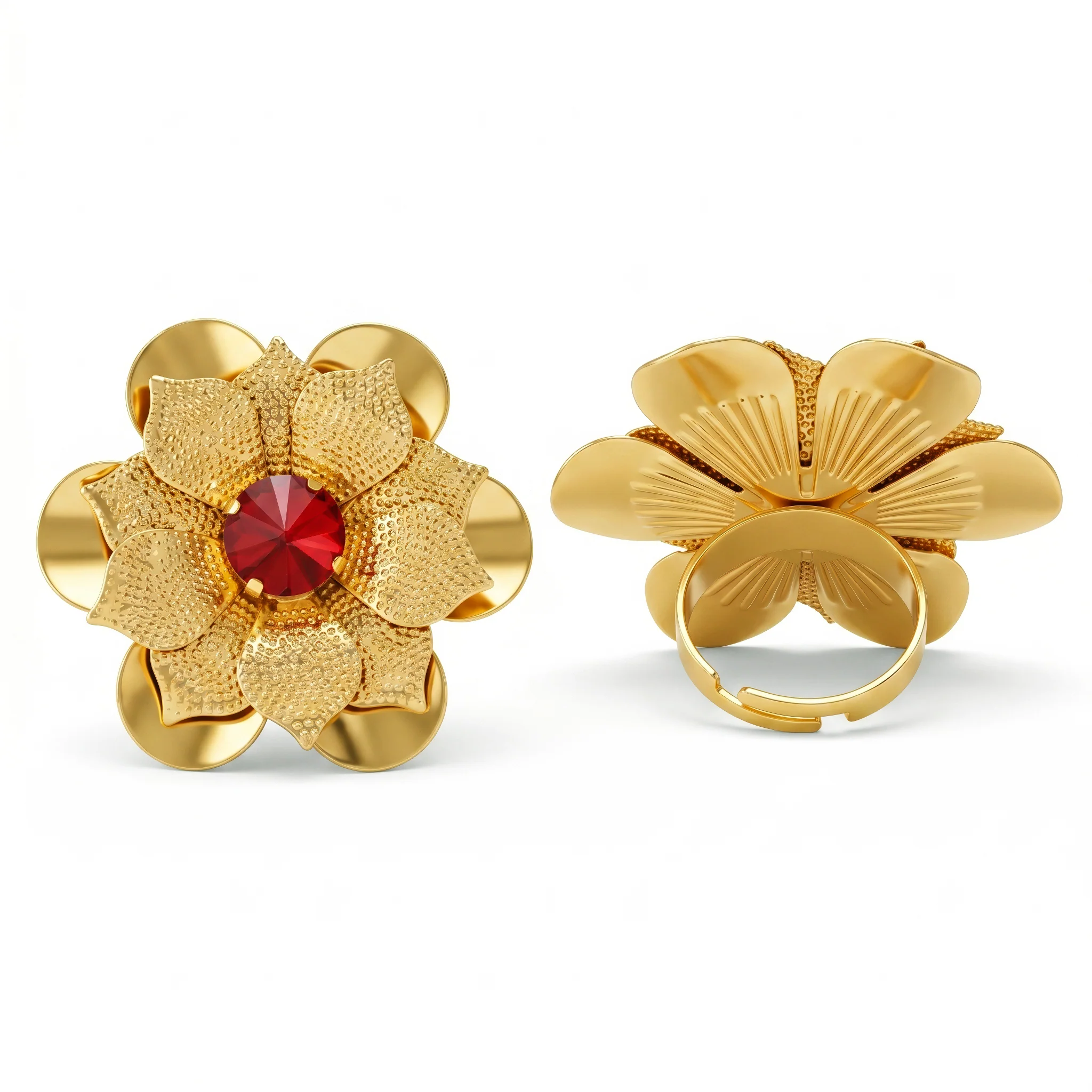 PRAO Ring Anti-Tarnish Ruby Lotus (Adjustable Size) - Image 4
