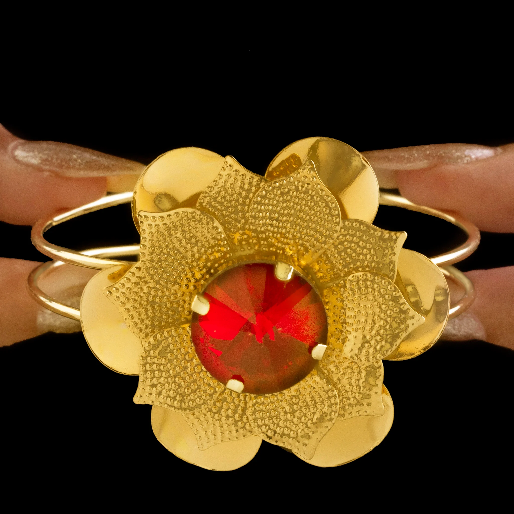 PRAO Bracelet Anti-Tarnish Ruby Flower (Adjustable Size) - Image 3