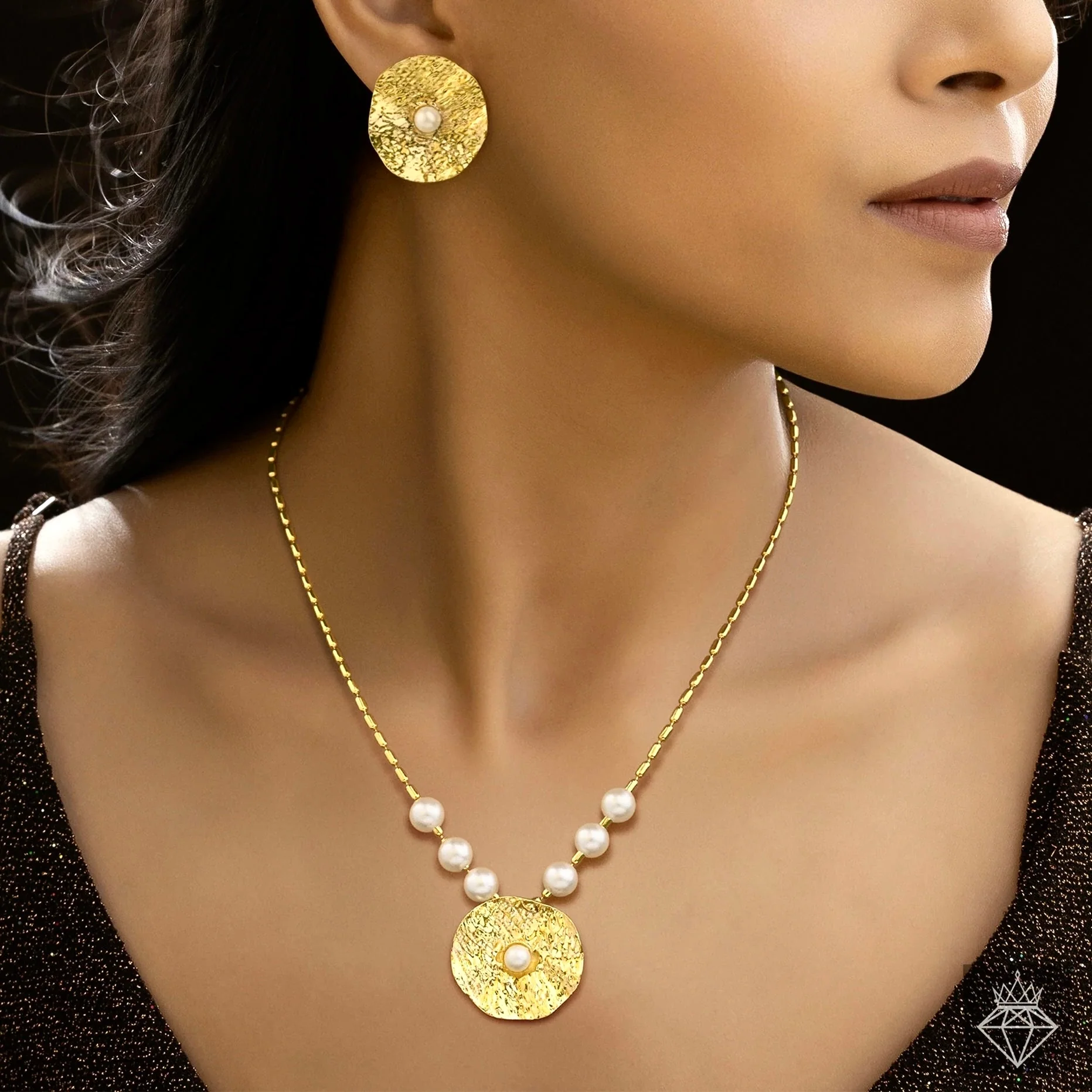 PRAO Necklace Anti-Tarnish Golden Set With Earrings