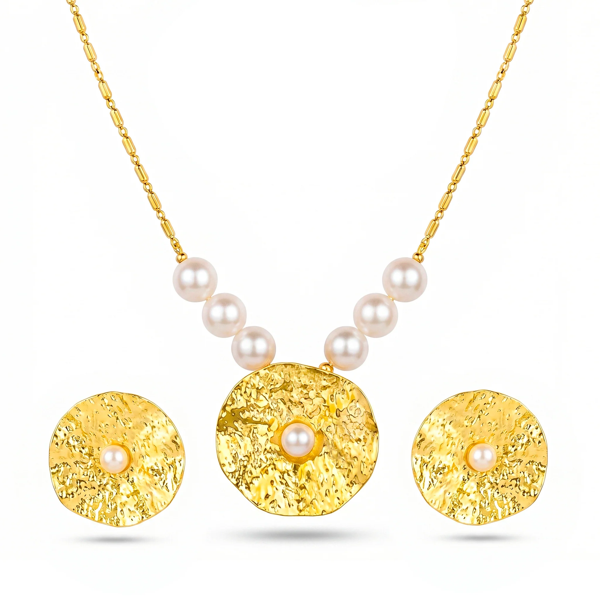 PRAO Necklace Anti-Tarnish Golden Set With Earrings - Image 4