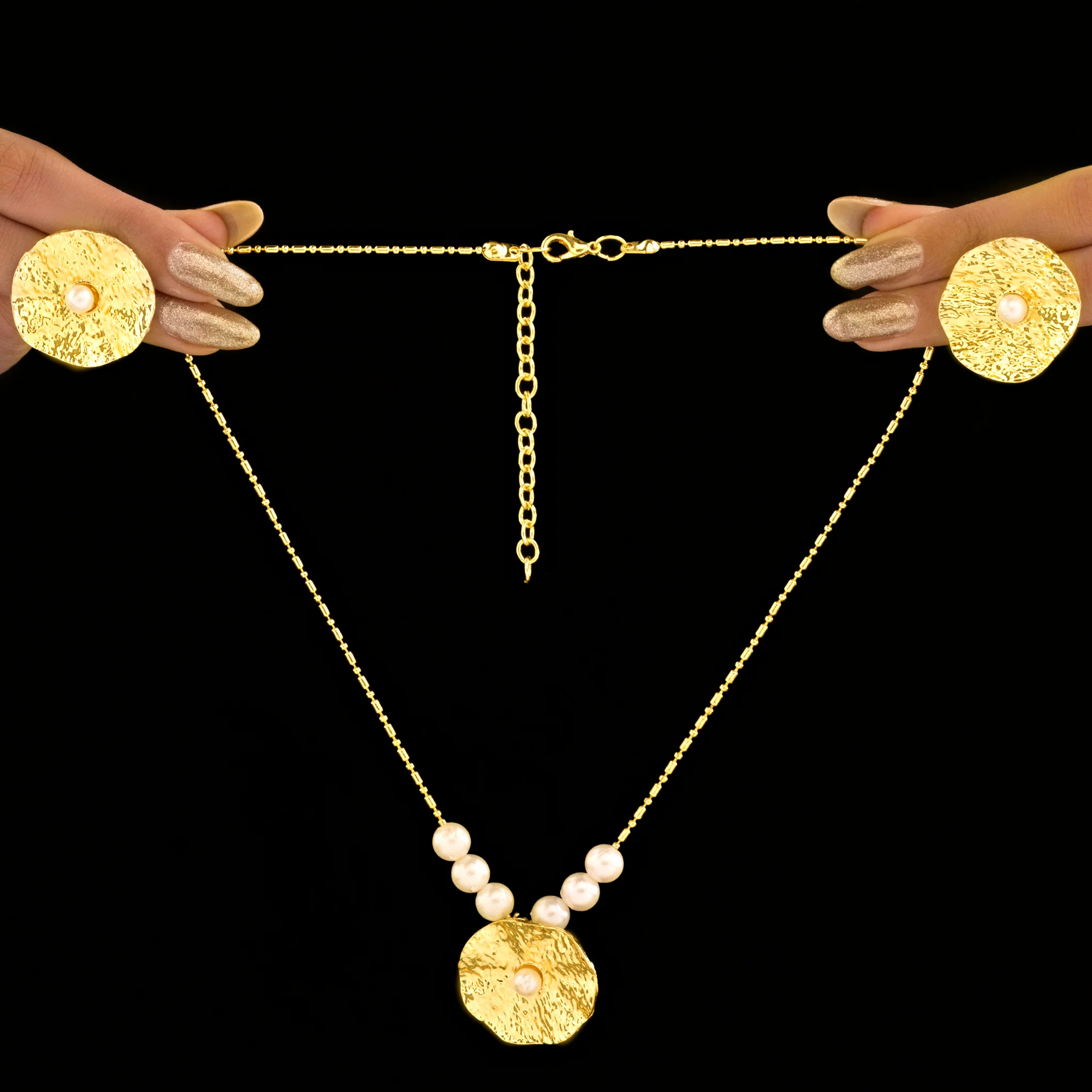 PRAO Necklace Anti-Tarnish Golden Set With Earrings - Image 5