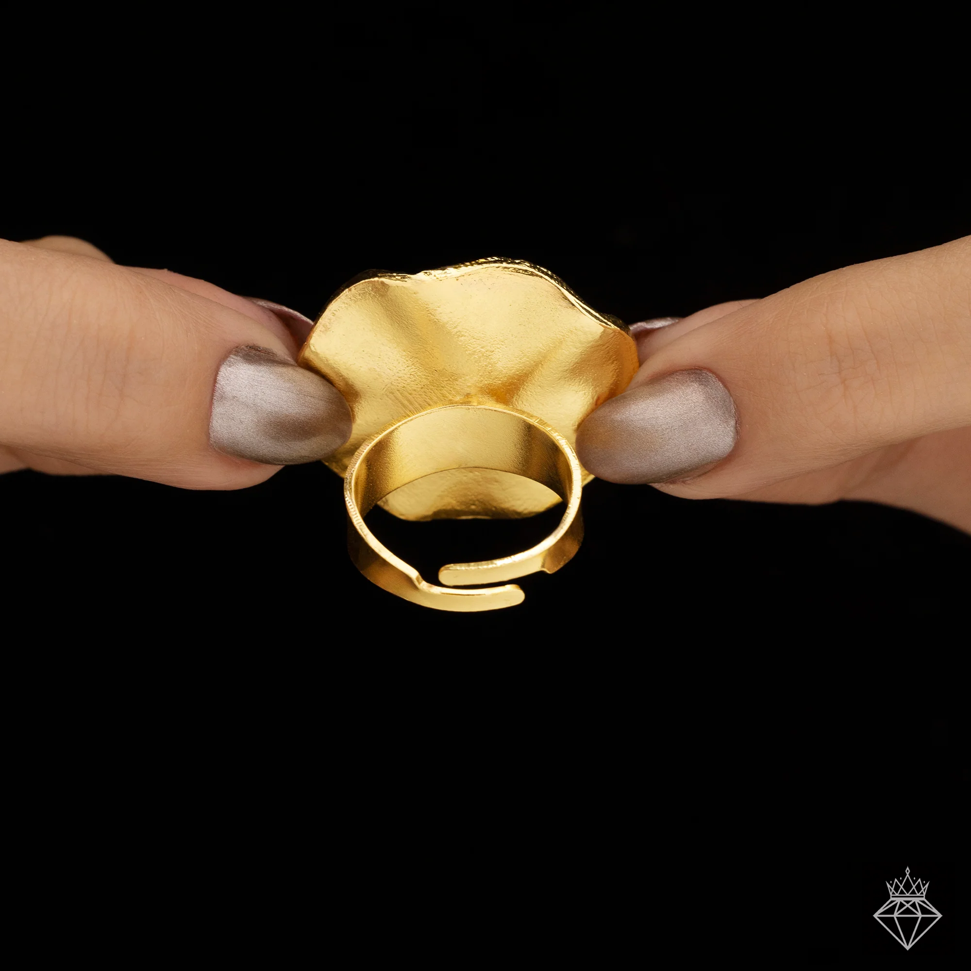 PRAO Ring Anti-Tarnish Hammered Pearl (Adjustable Size) - Image 4