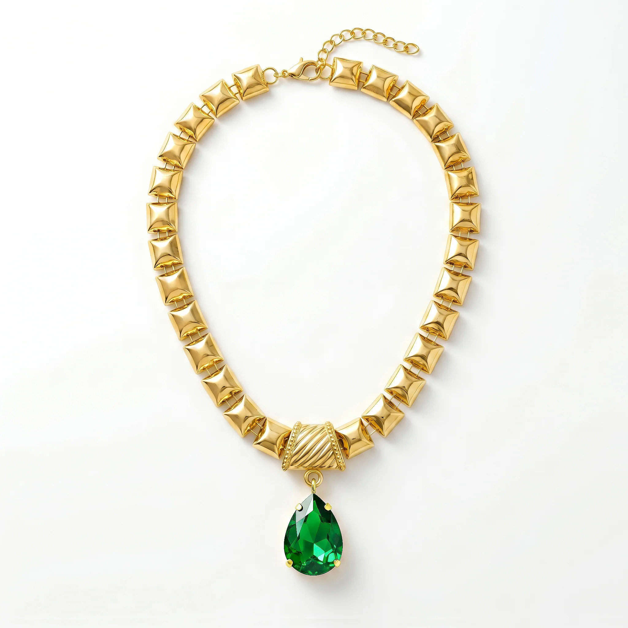 PRAO Necklace Anti-Tarnish Gold Plated Emerald Green Crystal - Image 5