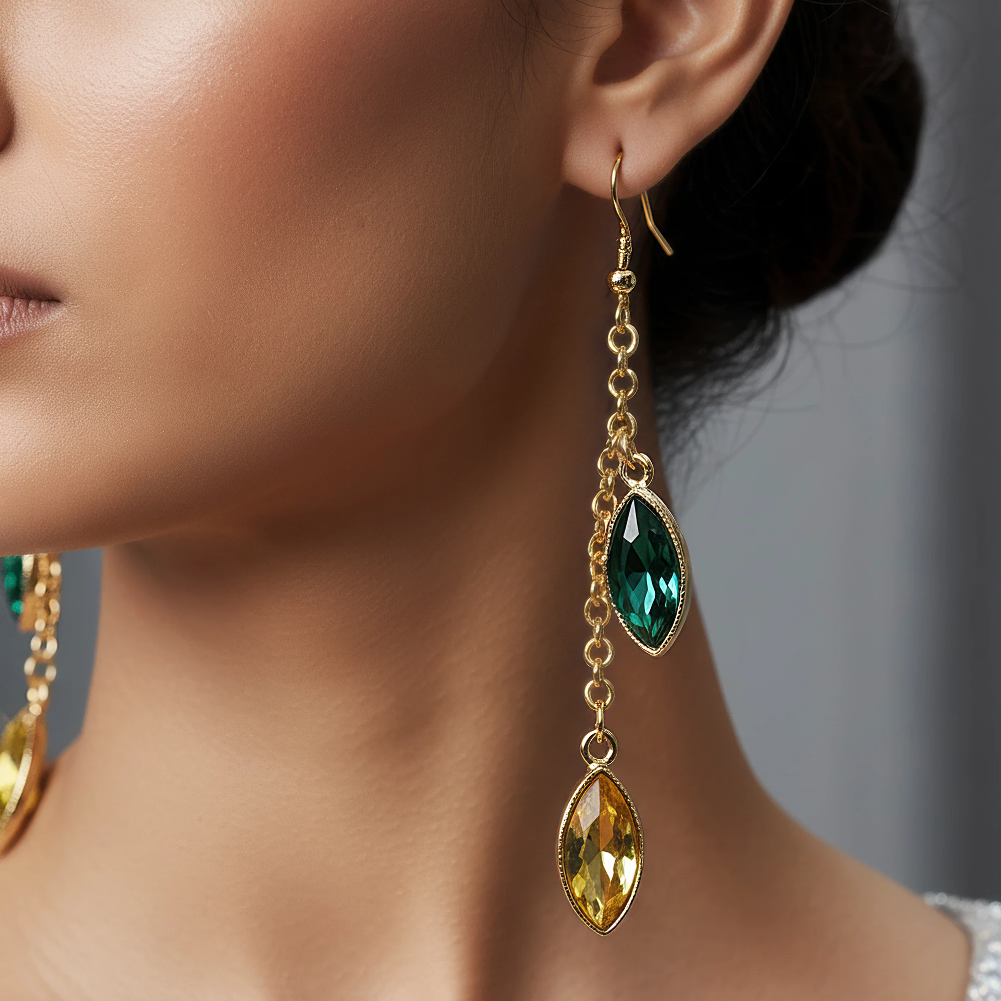 PRAO Necklace Anti-Tarnish Multicoloured Crystal Set With Earrings - Image 4