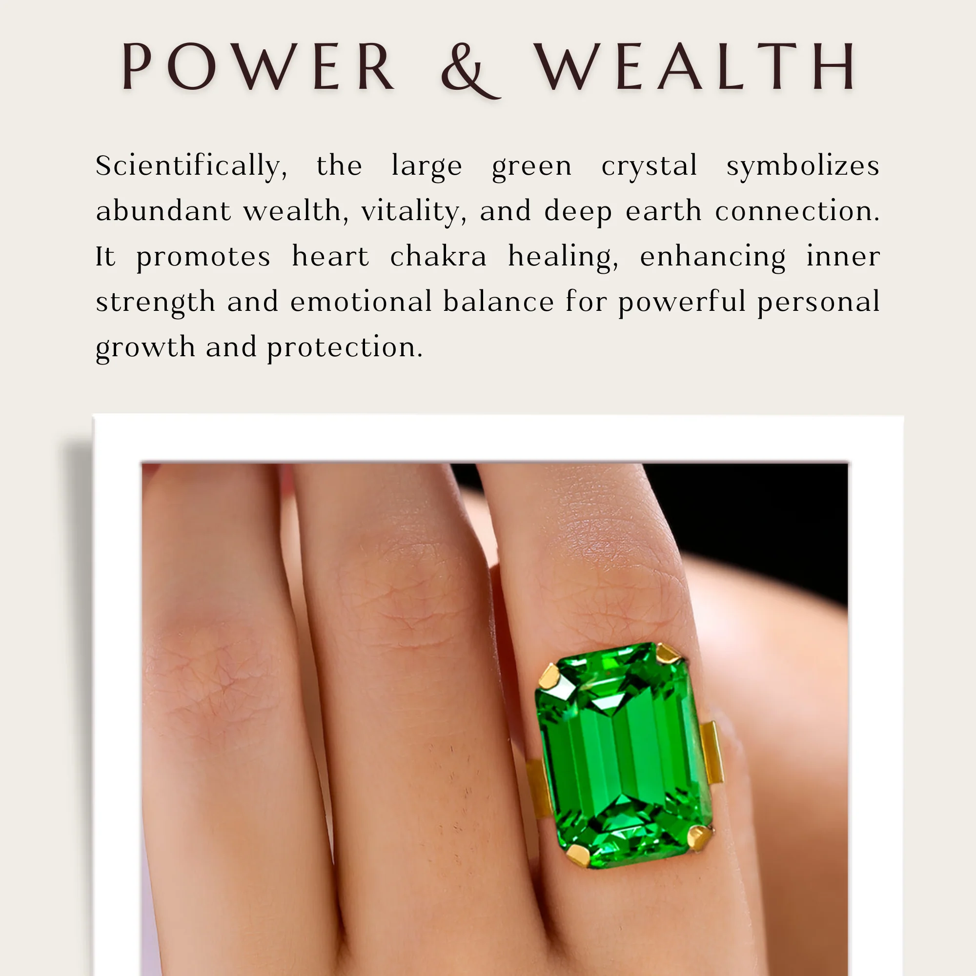 PRAO Ring Crystal Emerald (Adjustable Size) - Image 5