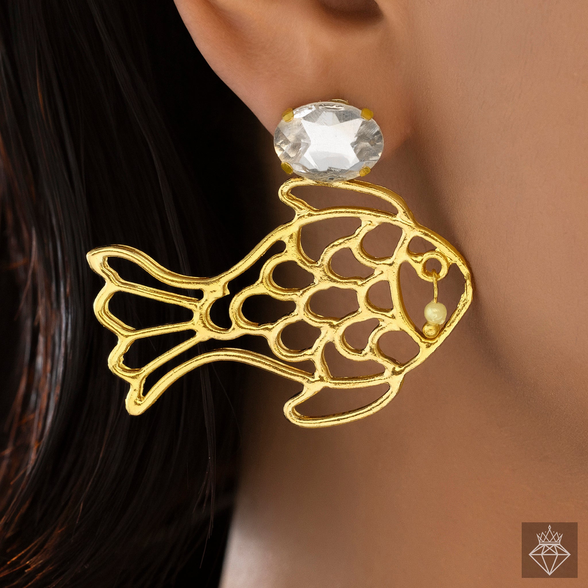 PRAO Necklace Anti-Tarnish Golden Fish Set With Earrings - Image 3