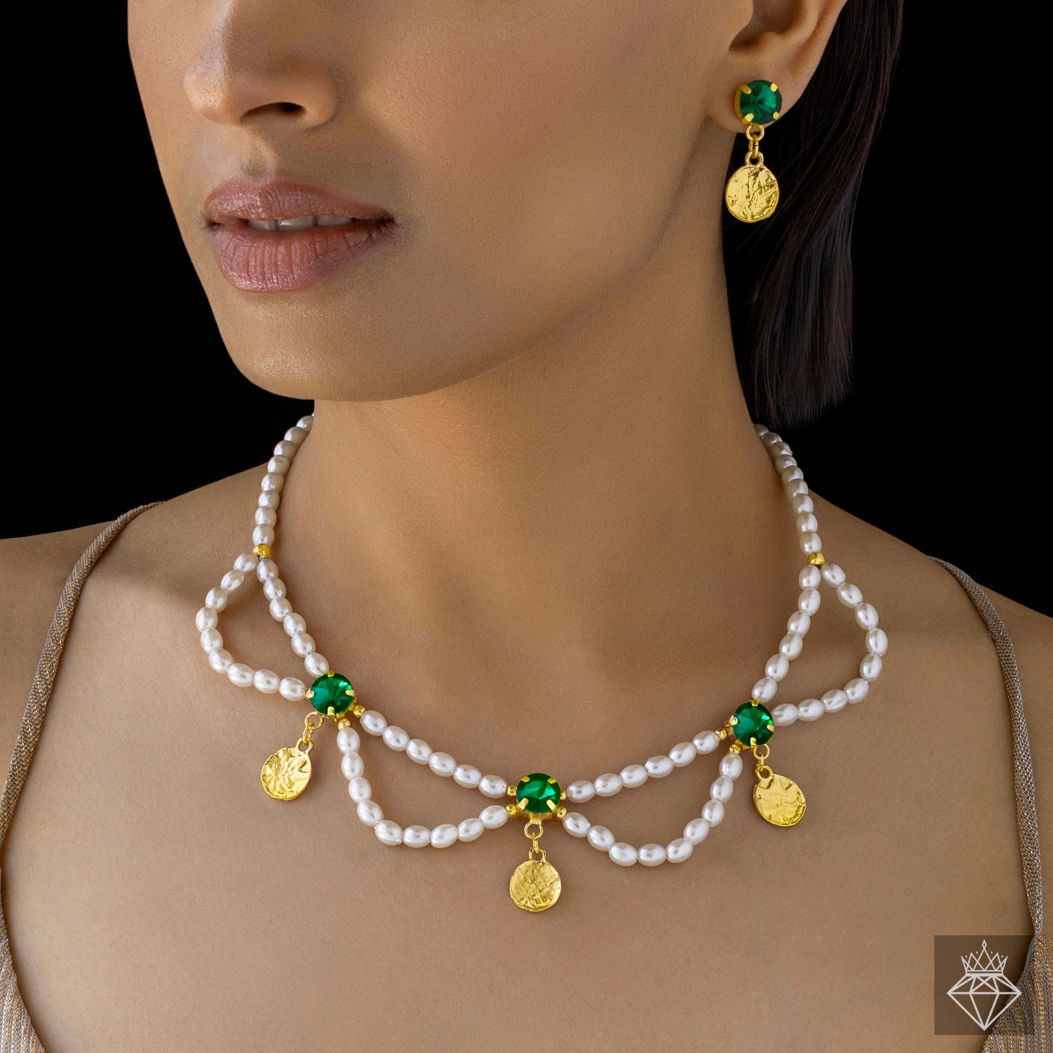 PRAO Necklace Crystal Pearl Set With Earrings - Image 2