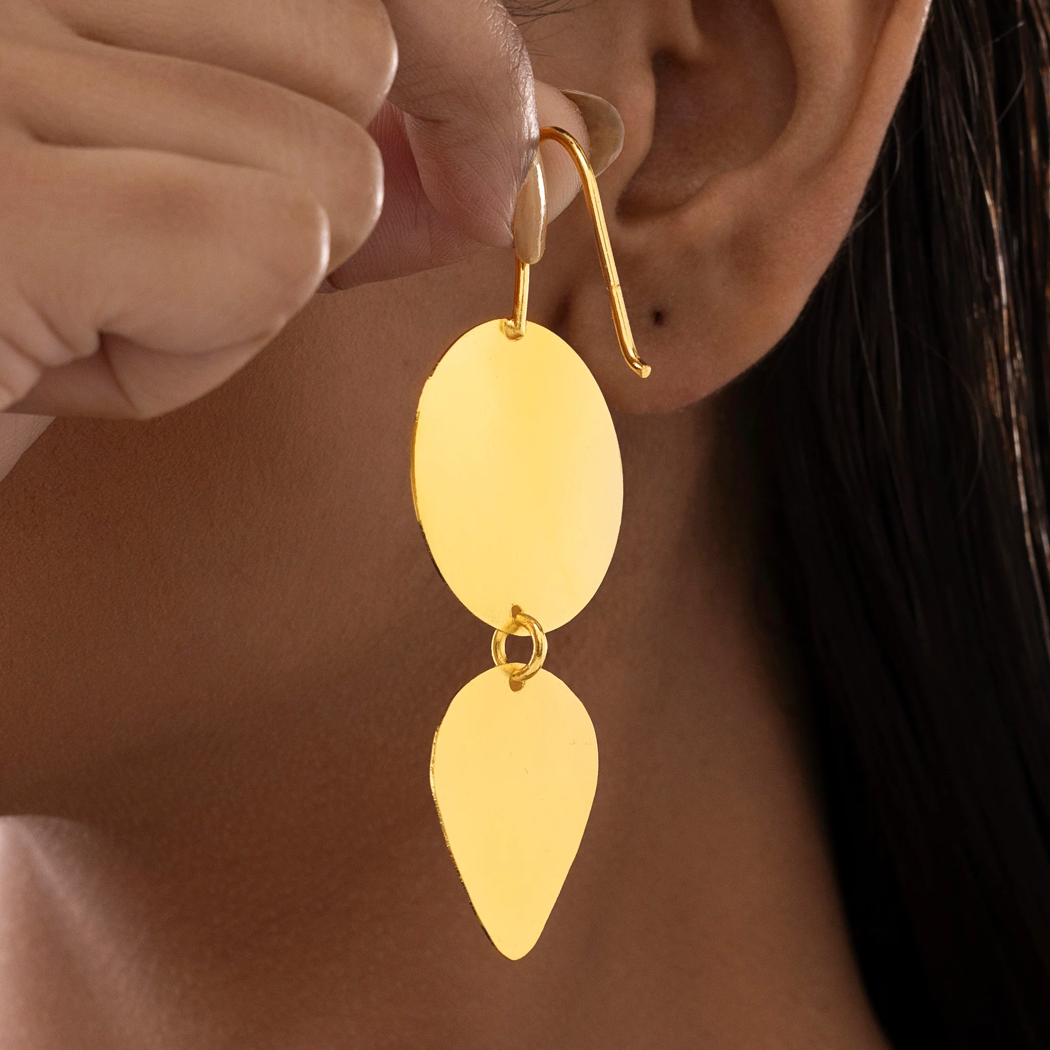 PRAO Earrings Anti-Tarnish Premium Brass High-Fashion Geometrical Danglers - Image 3