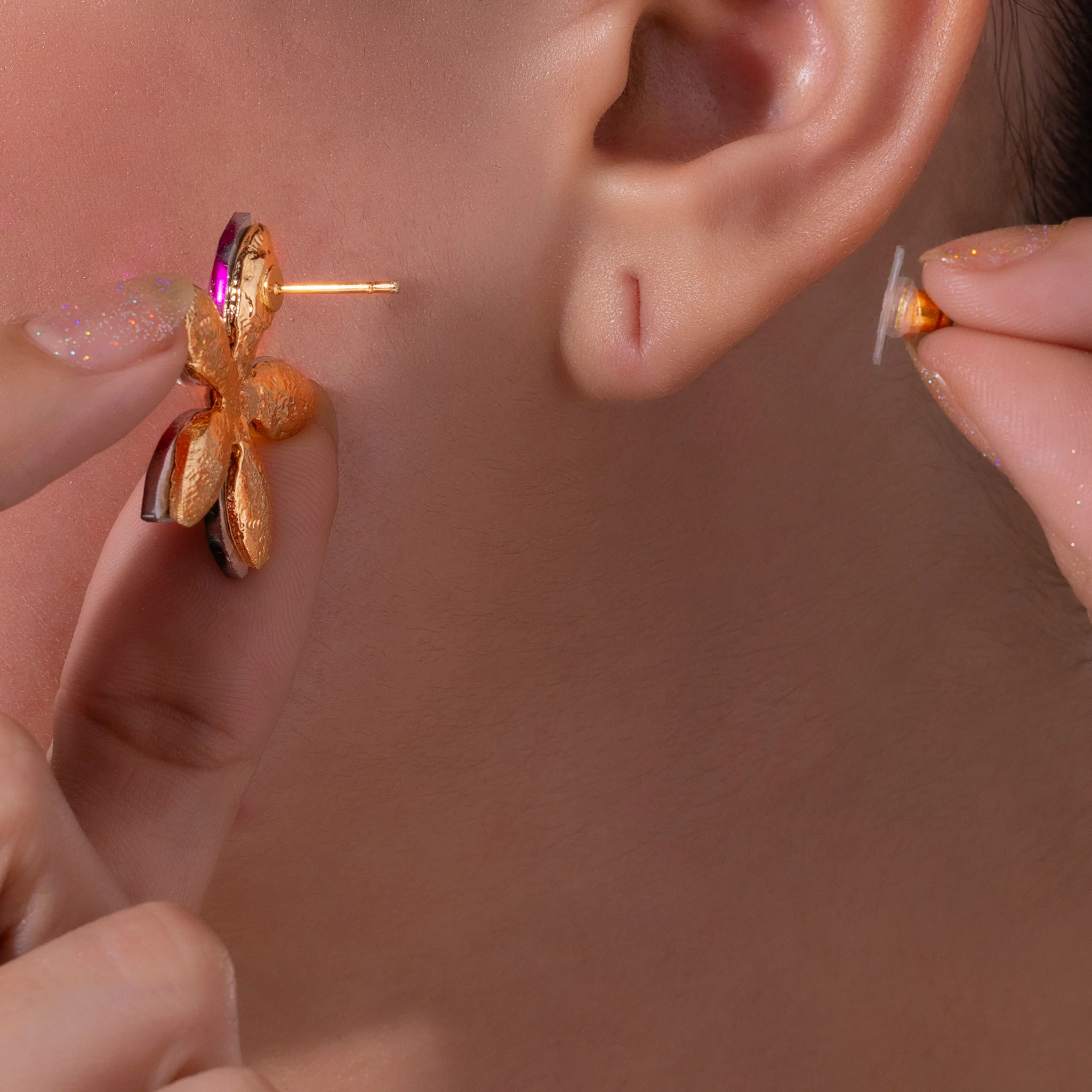 PRAO Earrings Anti-Tarnish Multicolor Crystal Flower Studs - Image 4