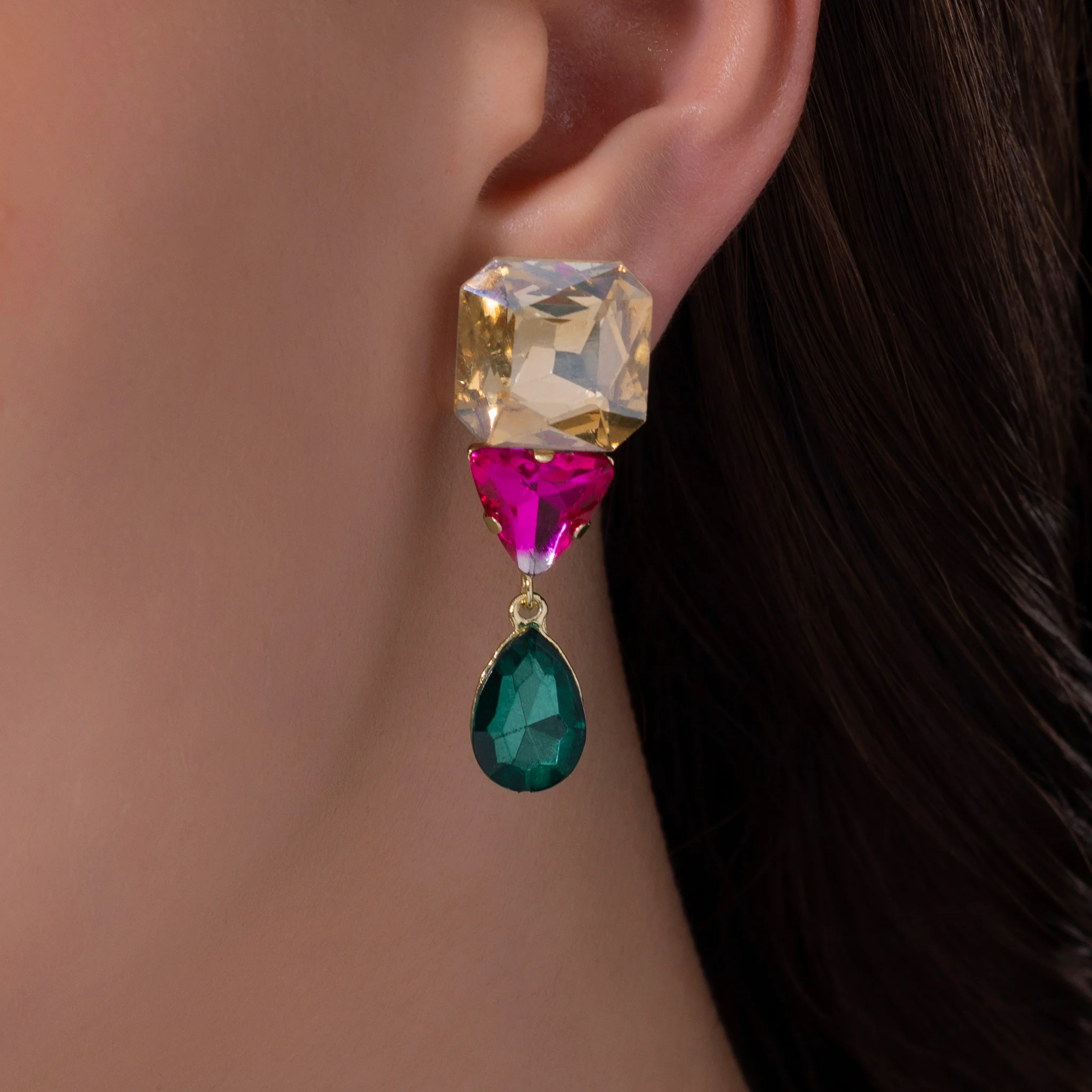 PRAO Earrings Anti-Tarnish Tri-Shape Danglers - Image 4