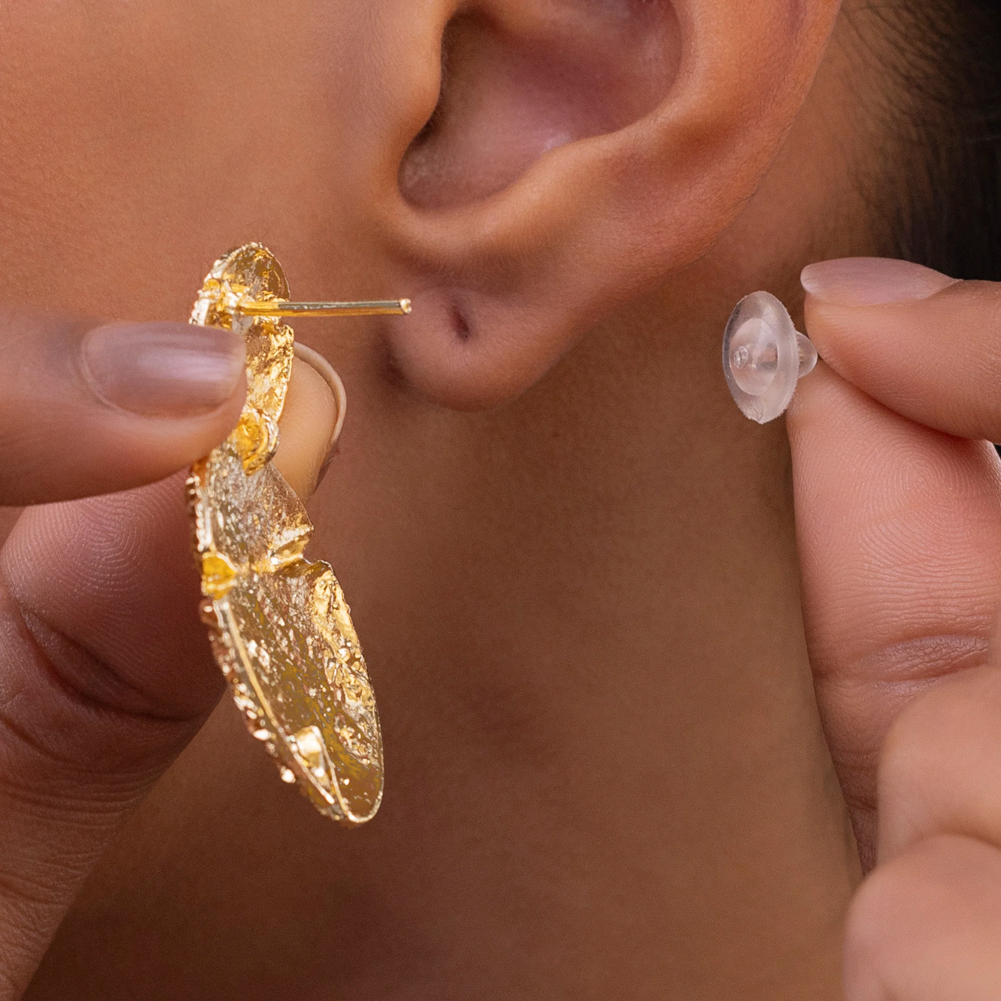 PRAO Earrings Anti-Tarnish Textured Round Danglers - Image 5
