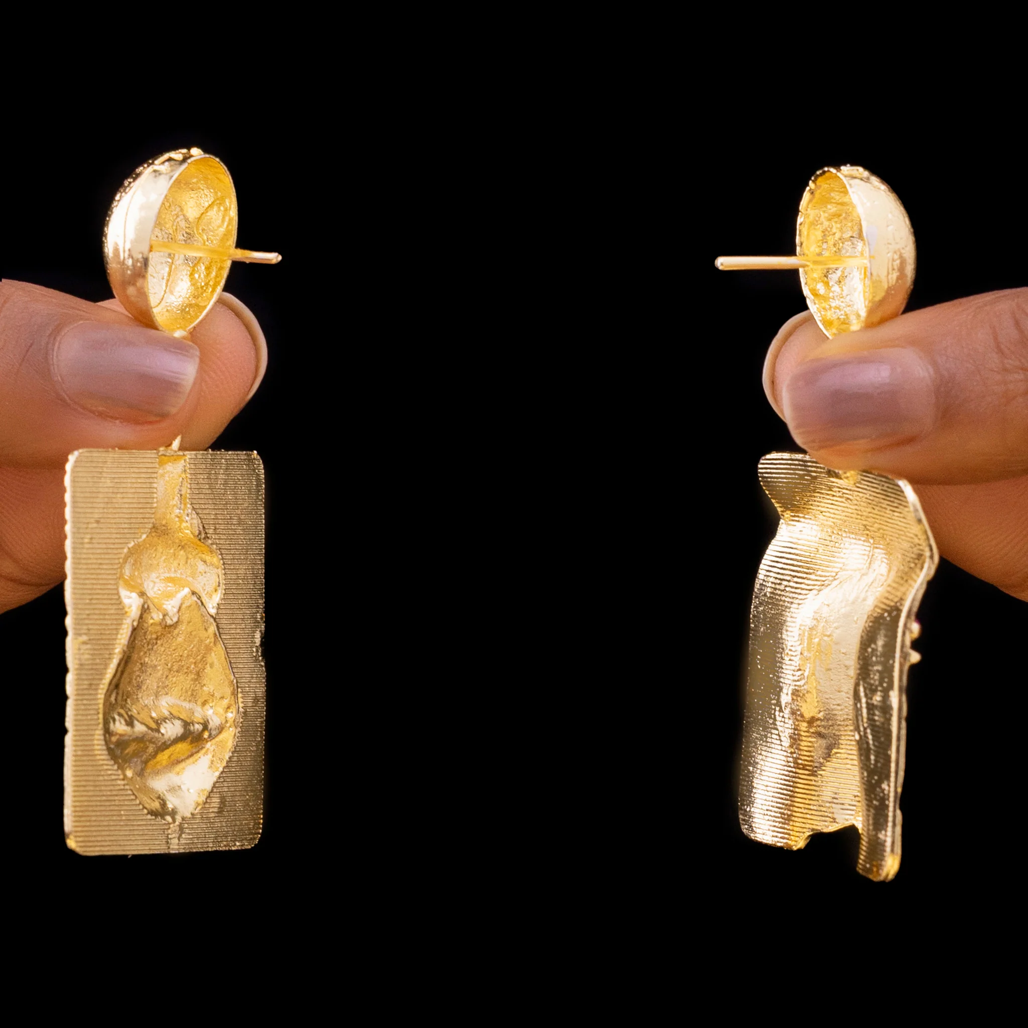 PRAO Earrings Anti-Tarnish Gold Plated Mismatch Face Danglers - Image 8