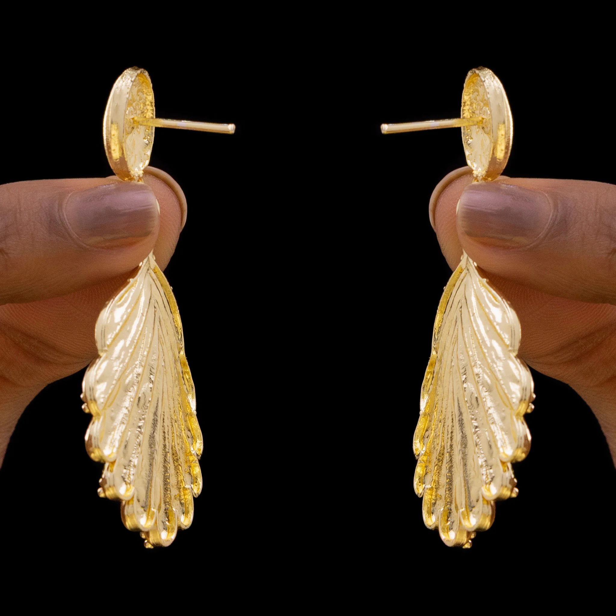 PRAO Earrings Anti-Tarnish Gold Plated Palm Leaf Danglers - Image 4