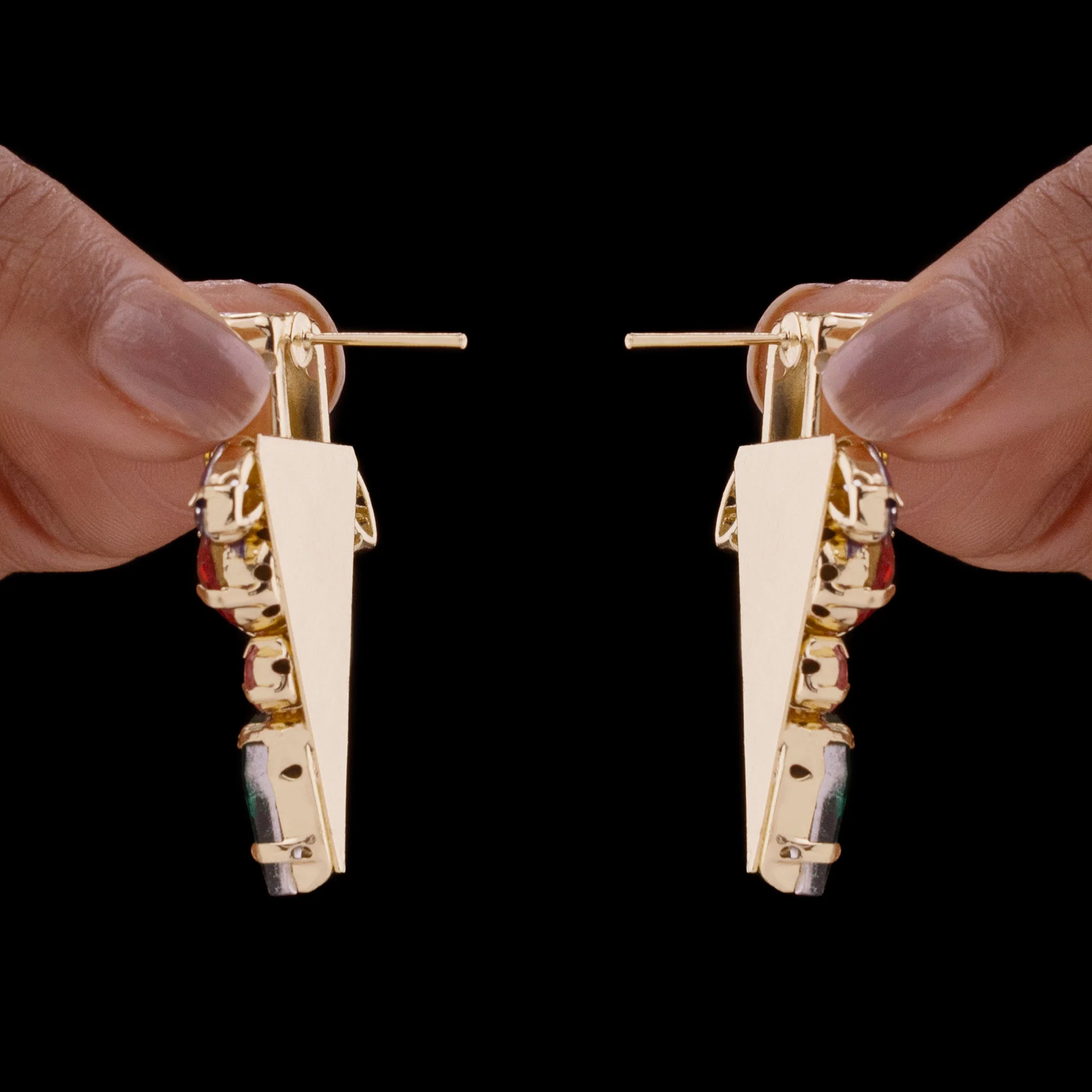 PRAO Earrings Anti-Tarnish Multi-Color Triangle Statement Studs - Image 7