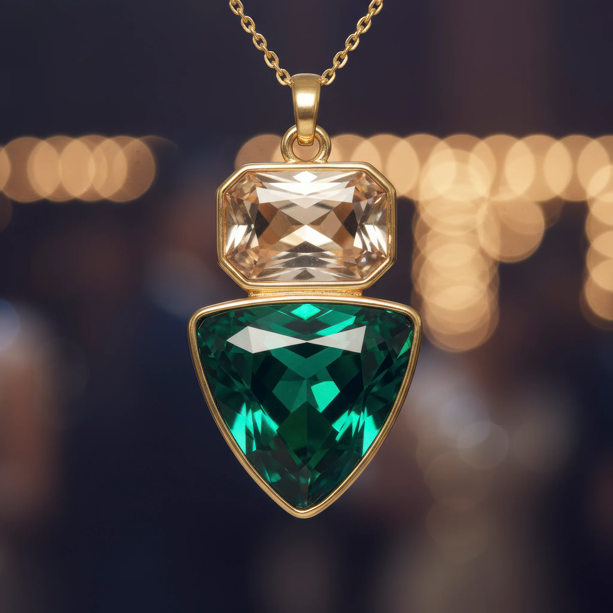 PRAO Necklace Anti-Tarnish Rectangle & Triangle Pendant with Earrings - Image 9