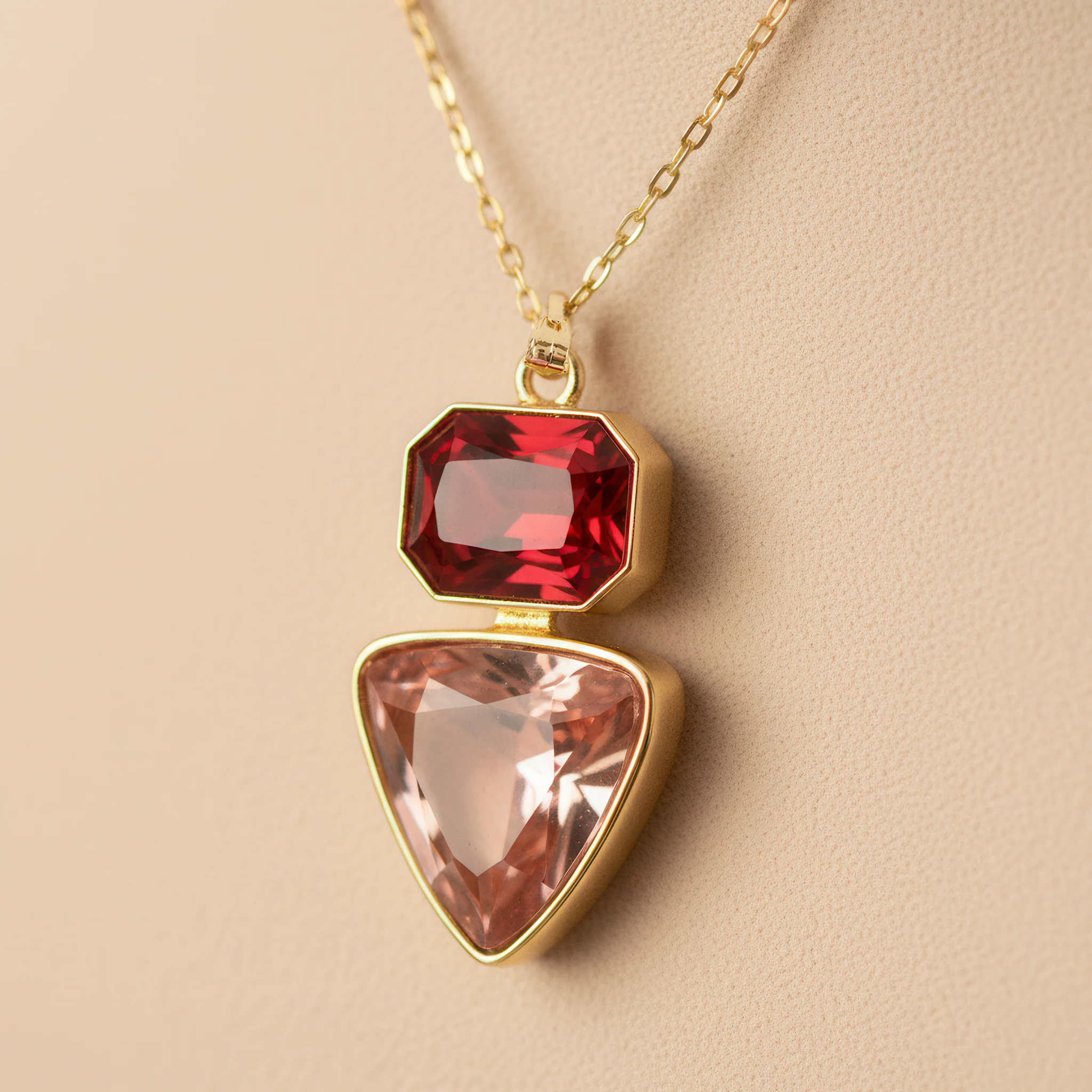 PRAO Necklace Anti-Tarnish Rectangle & Triangle Pendant with Earrings - Image 8