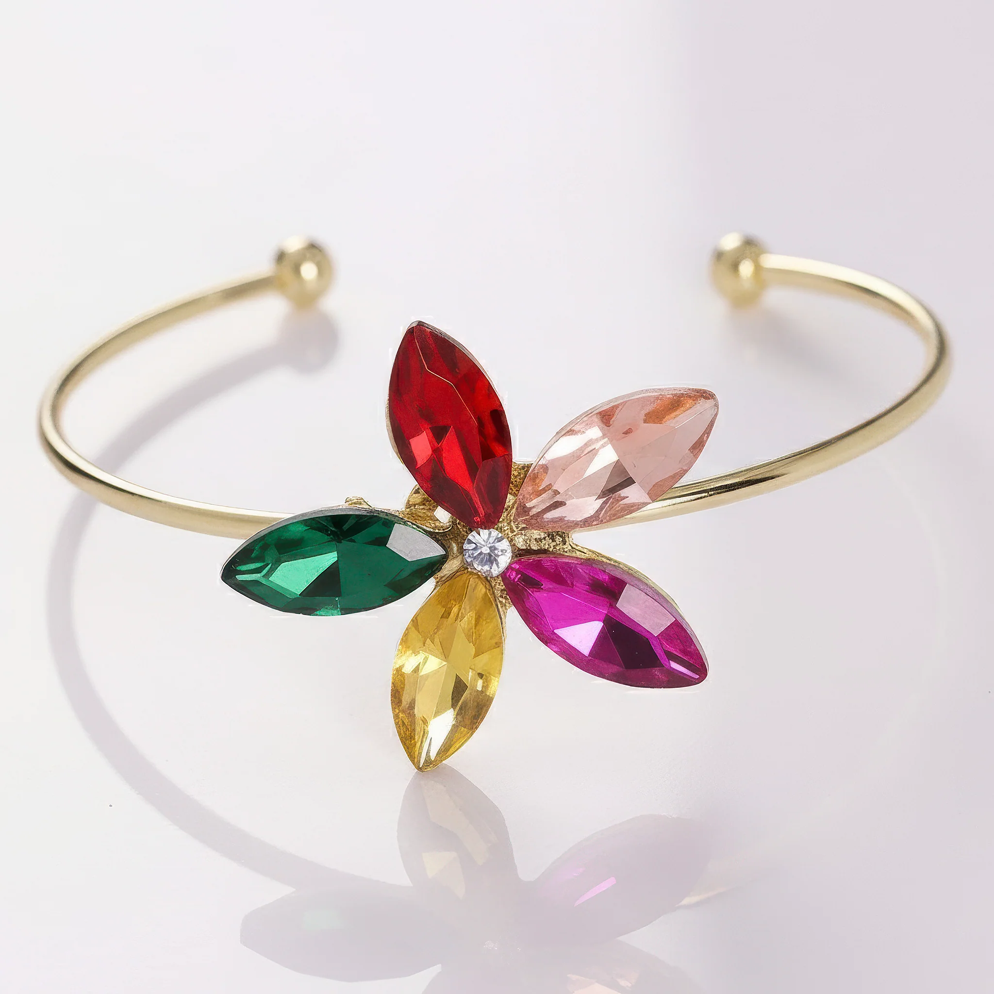 PRAO Bracelet Anti-Tarnish Multi-Color Flower Bangle (Adjustable Size) - Image 3