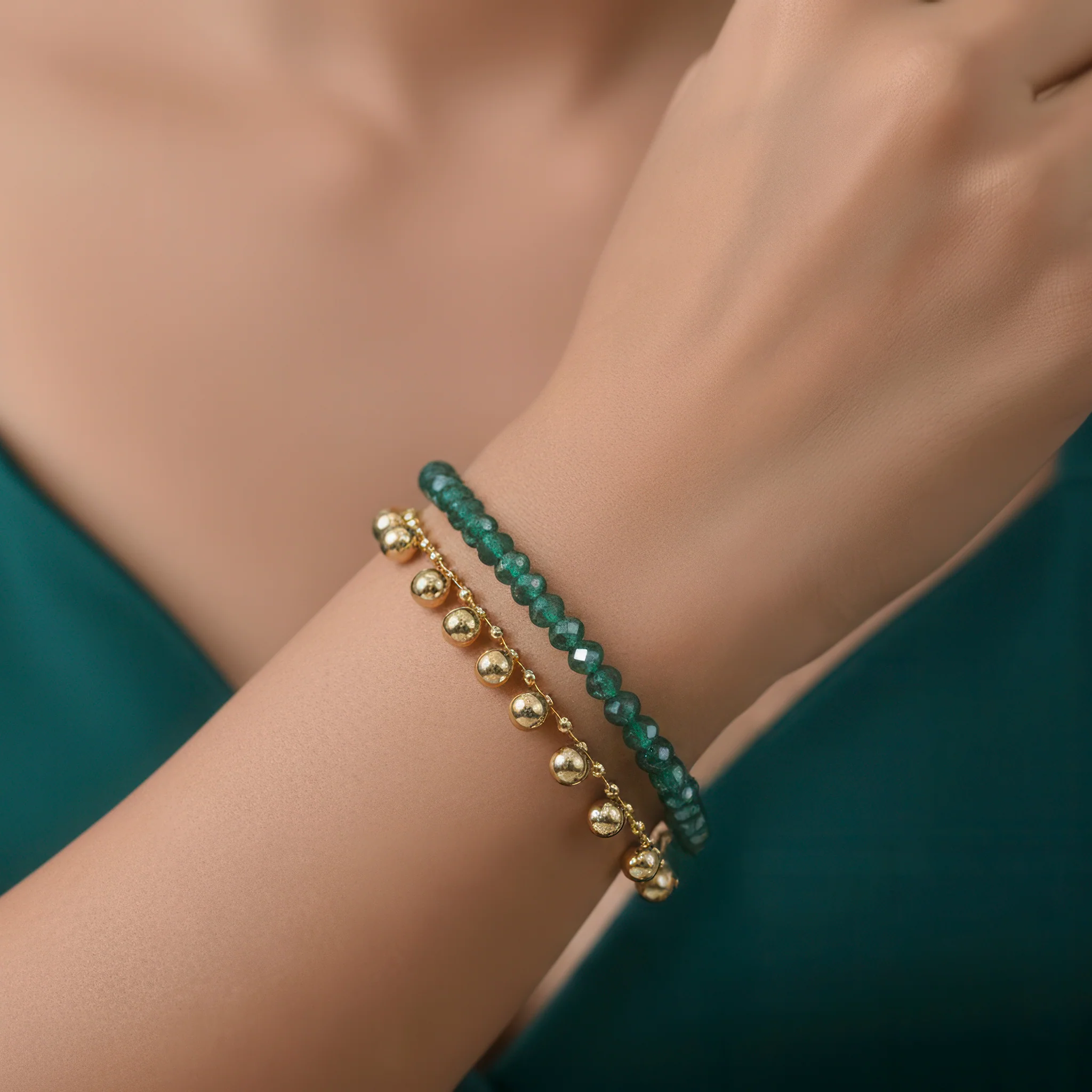 PRAO 2 Bracelets Anti-Tarnish Crystal Bead & Charm (Adjustable Size) - Image 4