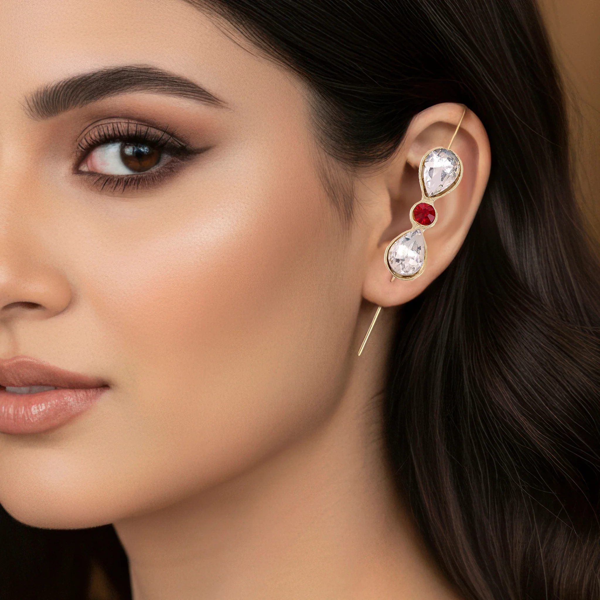 PRAO Earrings Anti-Tarnish Hook-Needle Crystal Set - Image 3