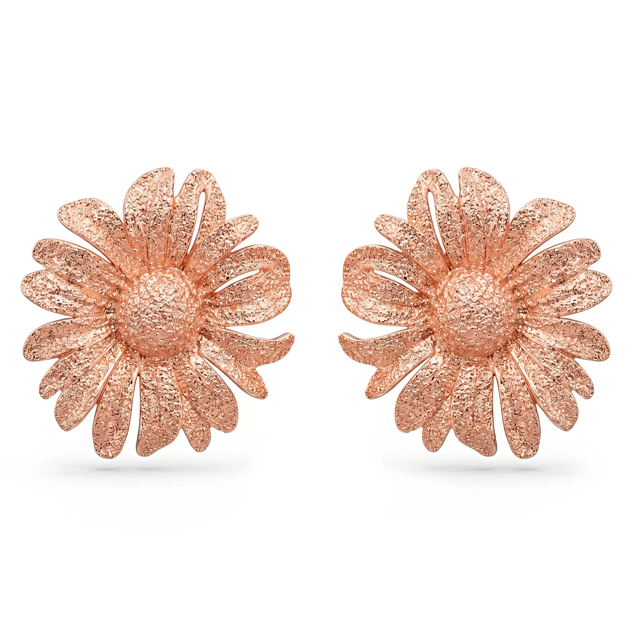 PRAO Earrings Anti-Tarnish Rose Gold Sunflower Studs