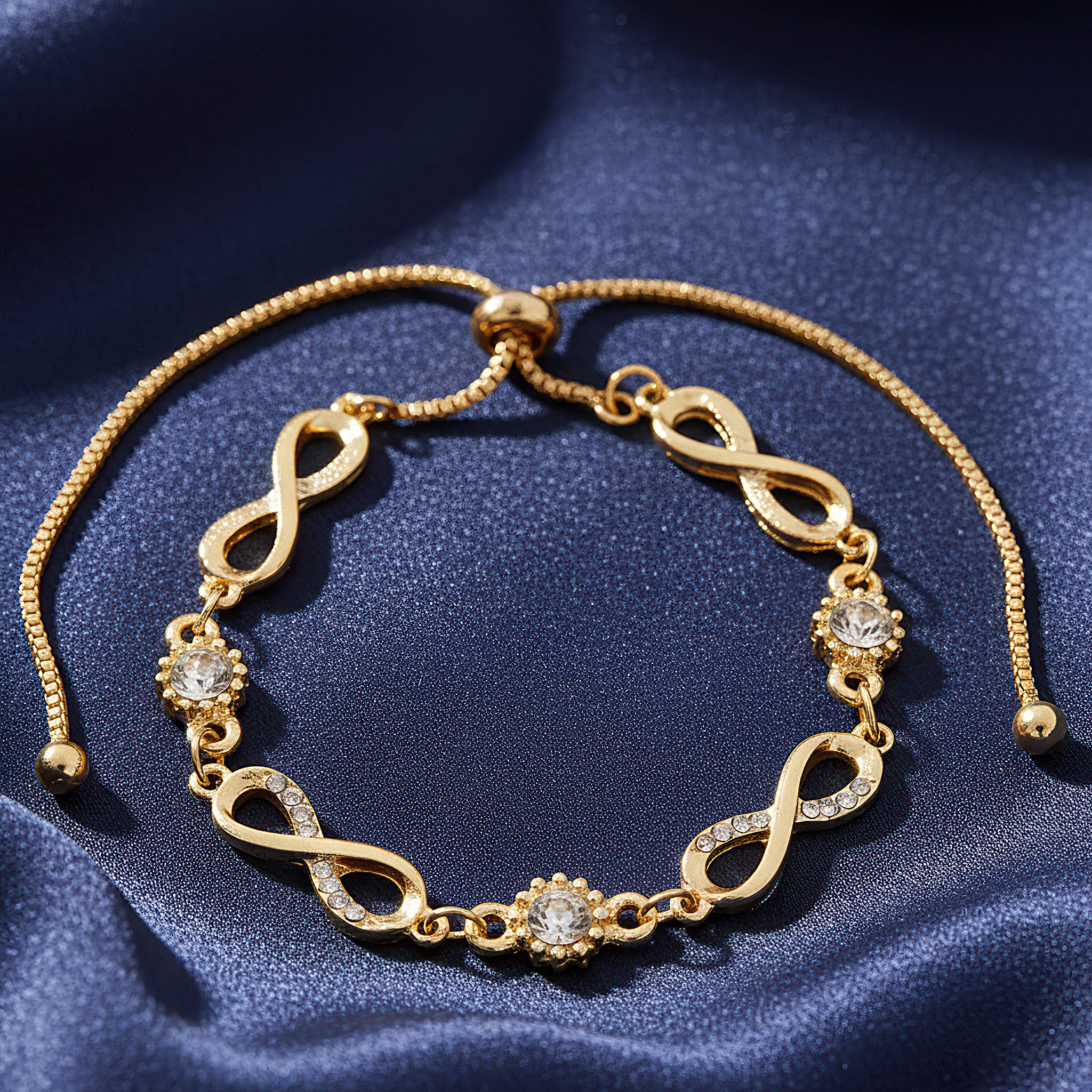 PRAO Bracelet Anti-Tarnish Infinity & Crystal Chain (Adjustable Size) - Image 2