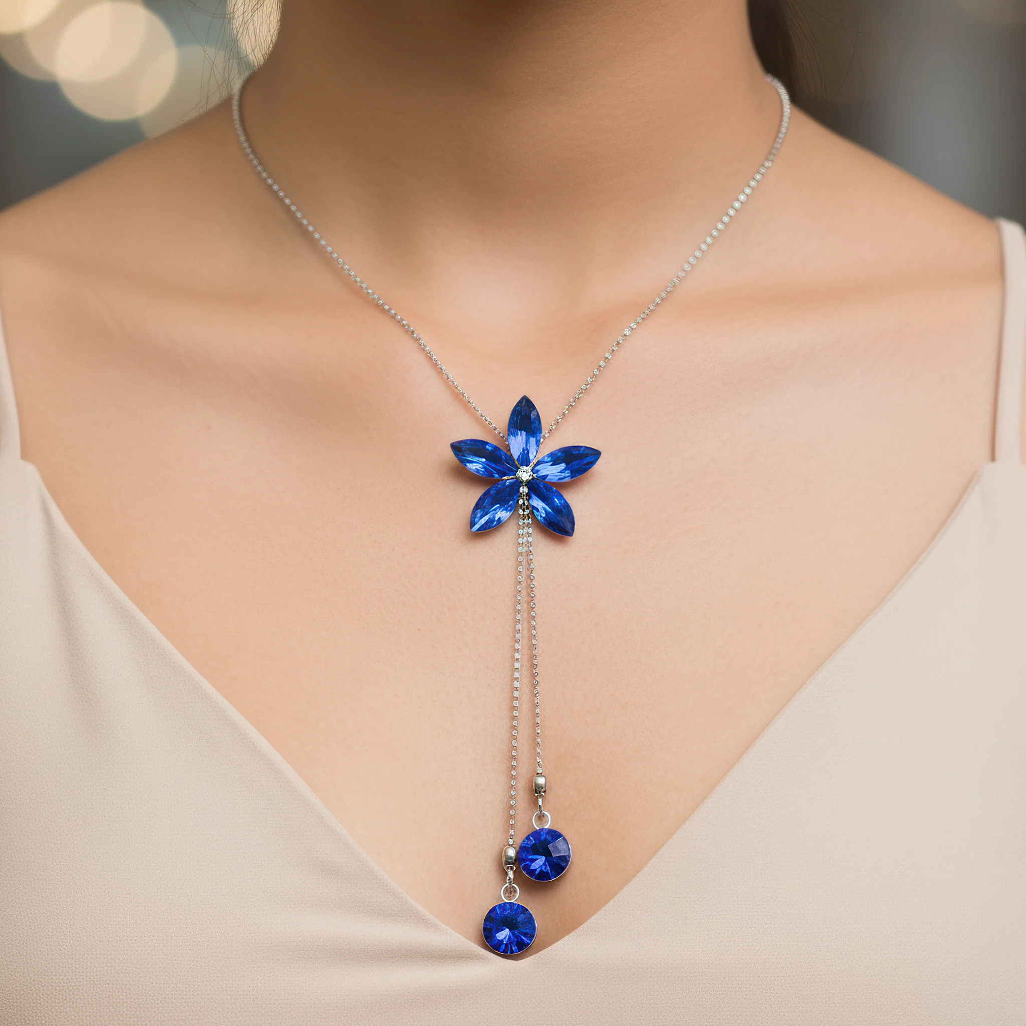 PRAO Necklace Anti-Tarnish Flower Set with Earrings - Image 2