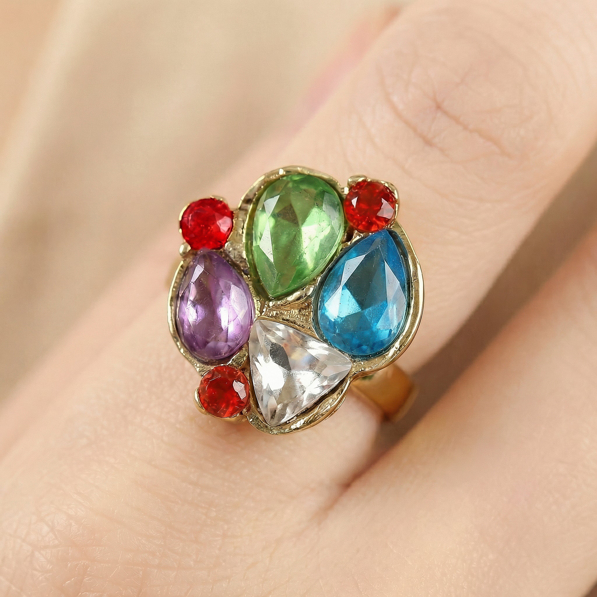 PRAO Ring Anti-Tarnish Multi-Shape And Color Crystal (Adjustable Size) - Image 5