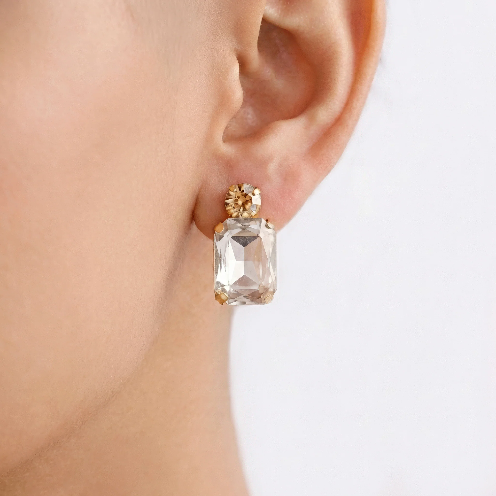 PRAO Necklace Anti-Tarnish Rectangle Crystals Statement Set With Earrings - Image 4