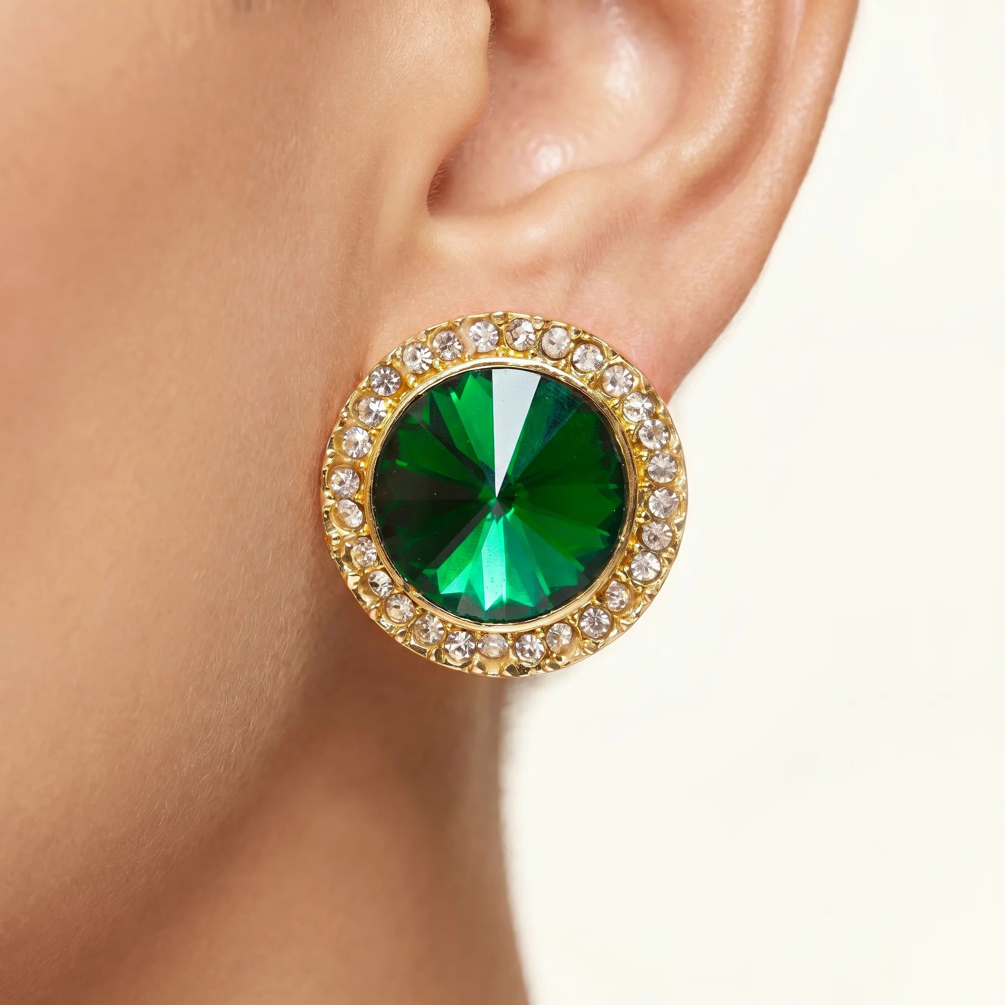 PRAO Earrings Anti-Tarnish Emerald Crystal Studs