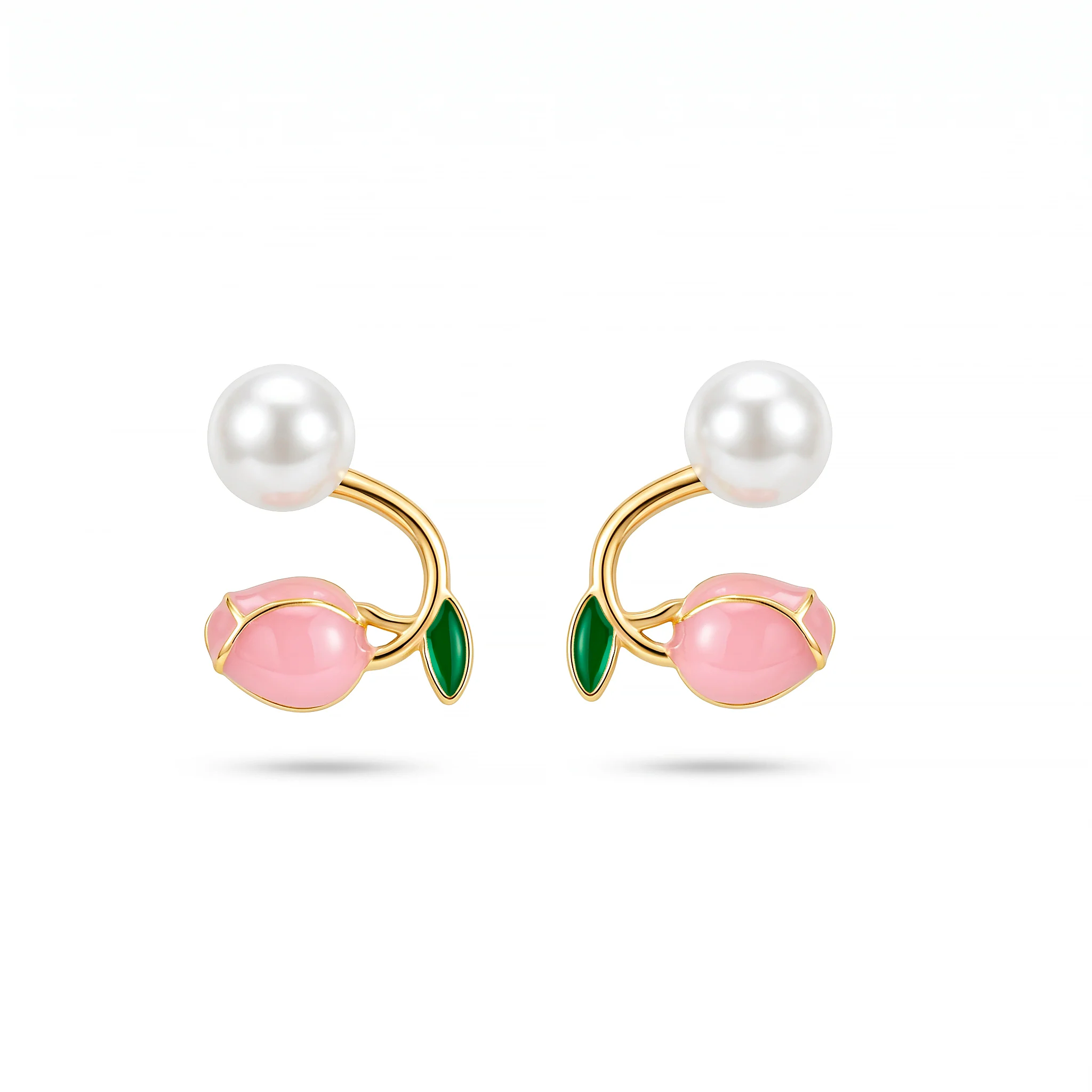 PRAO Earrings Anti-Tarnish Pink Lotus Pearl Studs