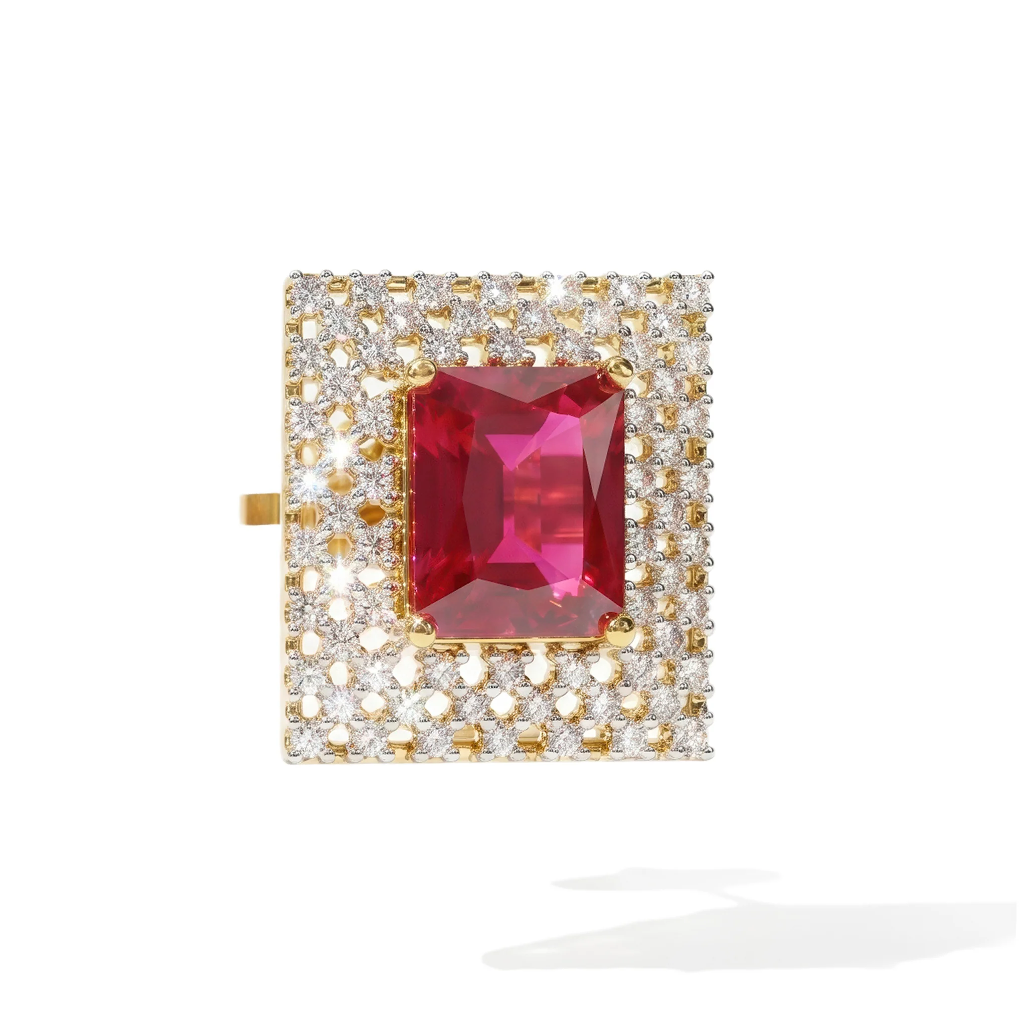 PRAO Ring Anti-Tarnish Ruby Crystal Statement (Adjustable Size) - Image 4