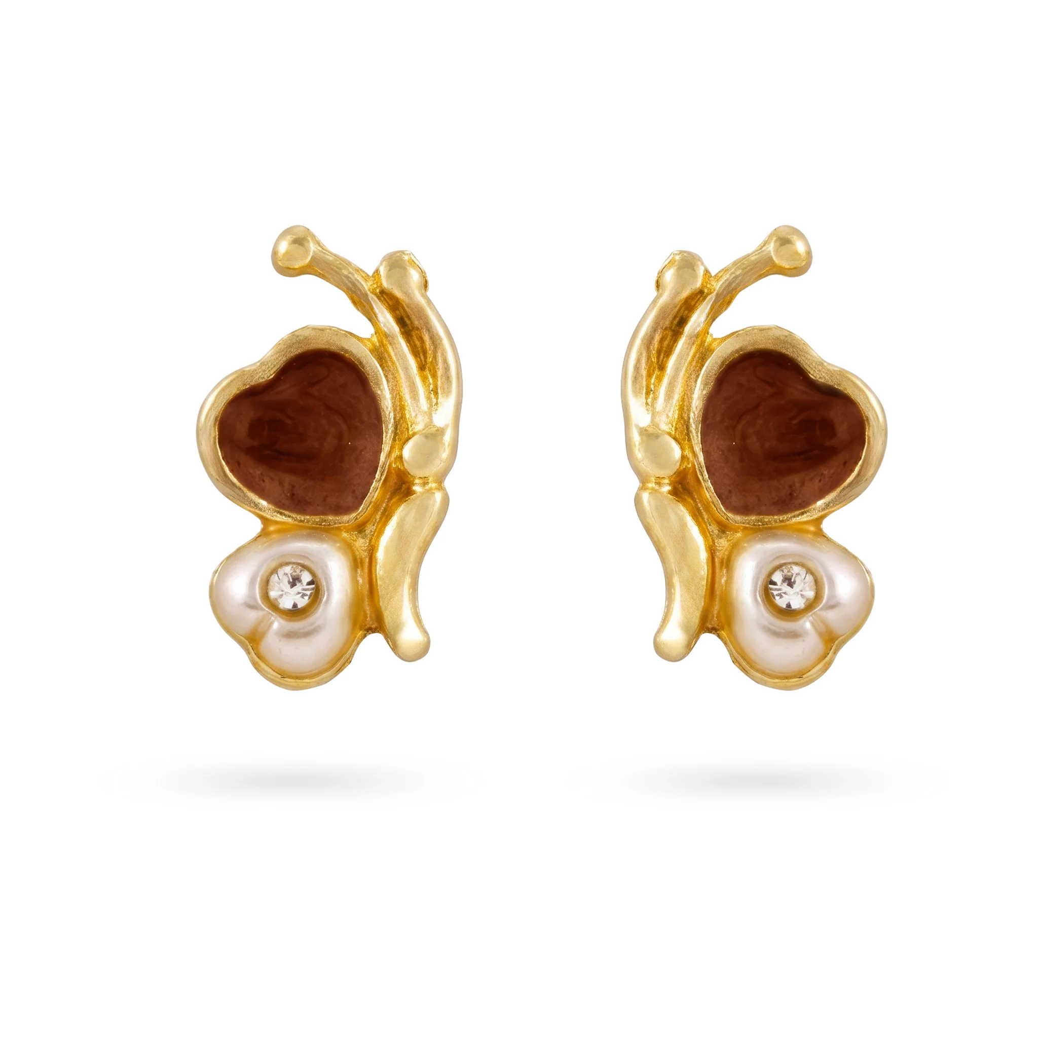 PRAO Earrings Anti-Tarnish Burgundy Butterfly Studs - Image 3