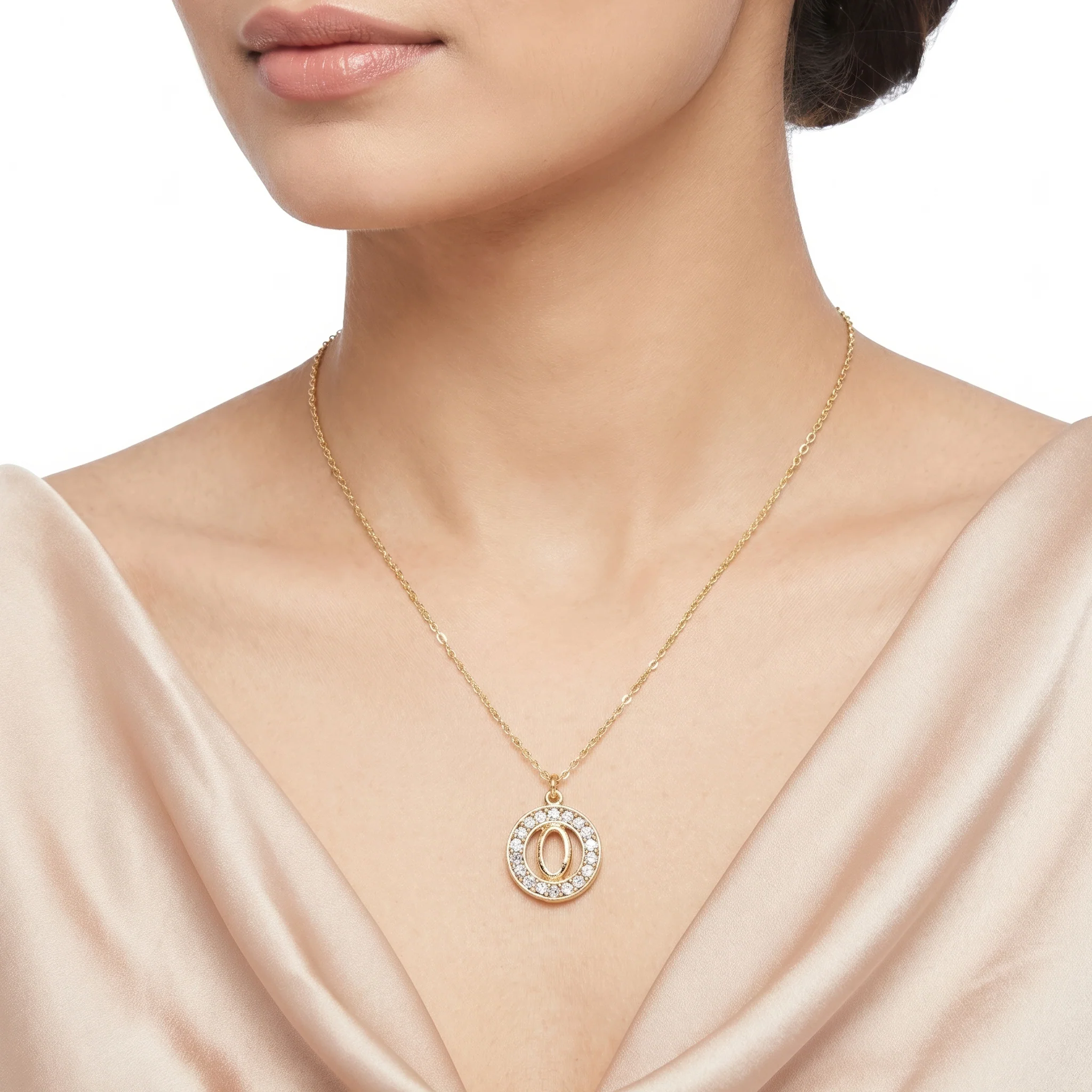 PRAO Necklace Anti-Tarnish Minimalist Oval Crystal Pendant - Image 2