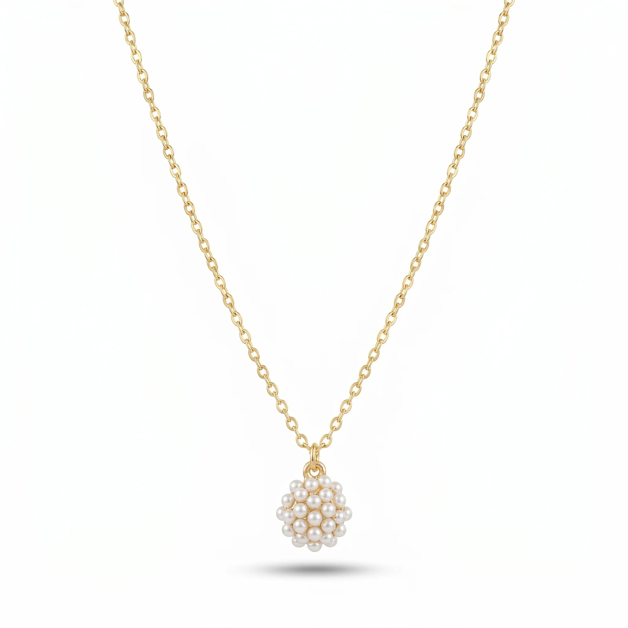 PRAO Necklace Anti-Tarnish Faux Pearl Floral Pendant - Image 3